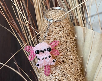 Beaded Axolotl Keychain: Handmade Japanese Glass Beads