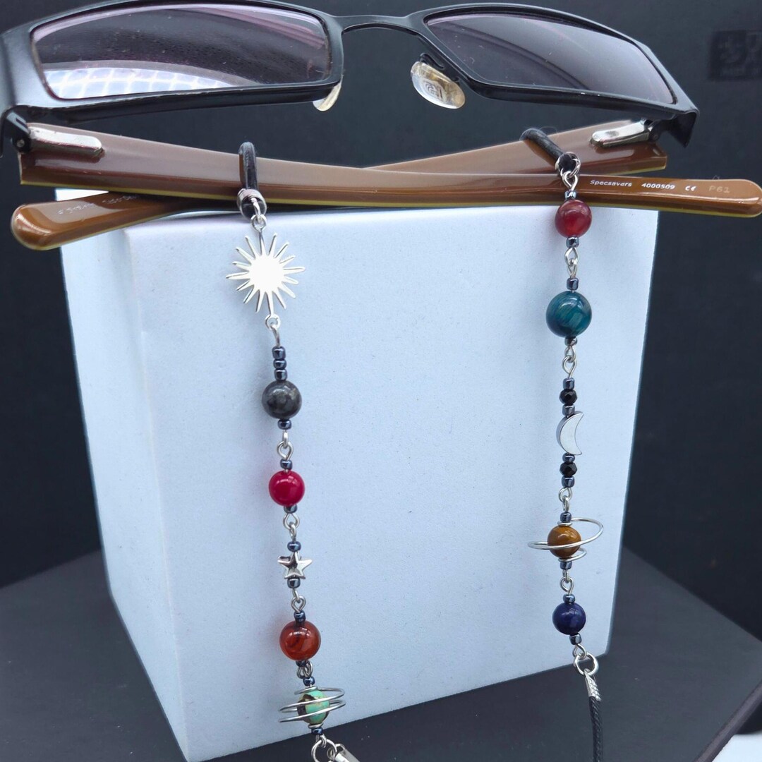 Solar System Chain Rapper Solar System Glasses Chain Necklace, Stainless Steel Planet Celestial ...