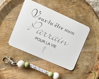 Pregnancy announcement Godfather key ring + card