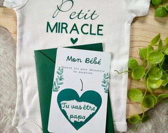 Scratch cards dad, my heart, my angel my baby, darling + personalized body announces pregnancy little emerald green miracle