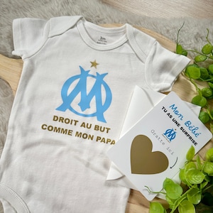 Scratch cards dad, my heart, my angel my baby, darling + personalized bodysuit announcing pregnancy Marseille, OM, Olympique de Marseille