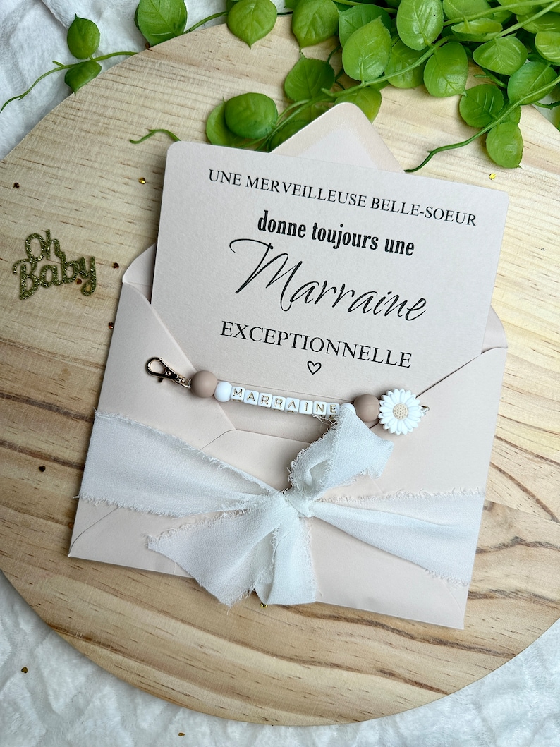 Pregnancy announcement godmother friend, cousins, sisters, pompom key ring card image 3