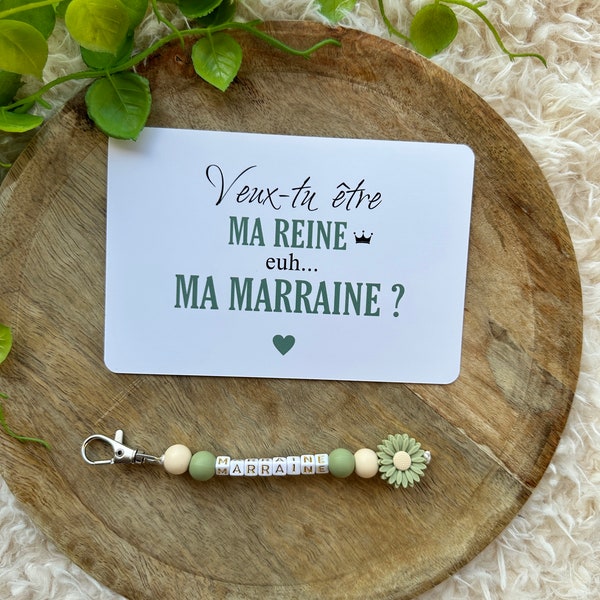 Pregnancy announcement godmother daisy key ring + card