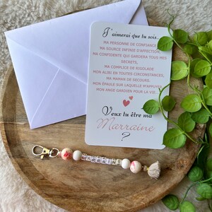 Pregnancy announcement godmother friend, cousins, sisters, pompom key ring card image 8