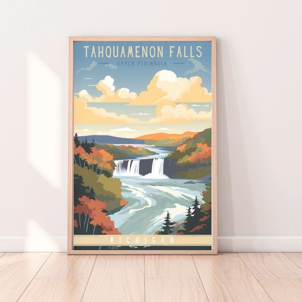 Tahquamenon Falls Michigan Travel Poster, Vintage Inspired Wall Art, Upper Peninsula Home Decor, Premium Matte Poster, Fine Art Print