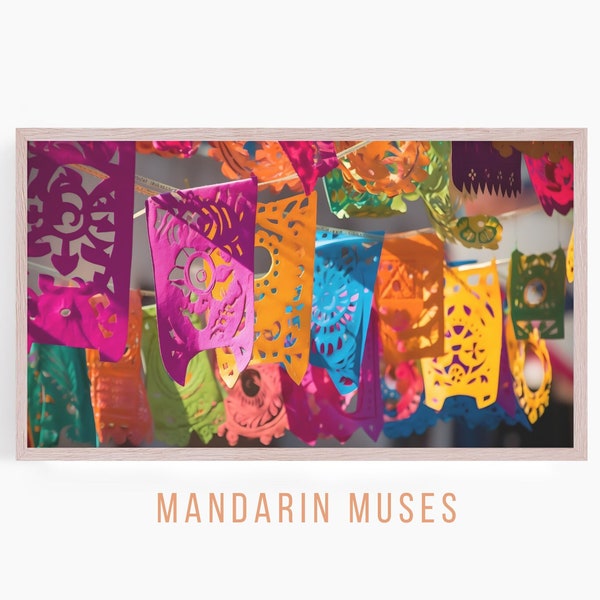 Papel Picado Close-Up | Vibrant Mexican Art | Boho | Eclectic | Frida Kahlo | Novica | World Market | Maximalist | Summer Samsung Frame TV