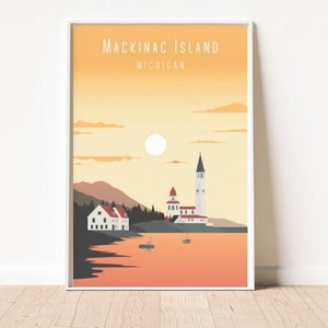 Mackinac Island Park Michigan Download instantâneo, arte de parede inspirada no vintage, decoração de casa dos Grandes Lagos, presente exclusivo para viagens, download digital