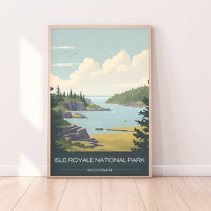Isle Royale National Park Michigan Travel Poster, Lake Superior Art, Great Lakes Home Decor, Premium Matte Poster, Fine Art Print
