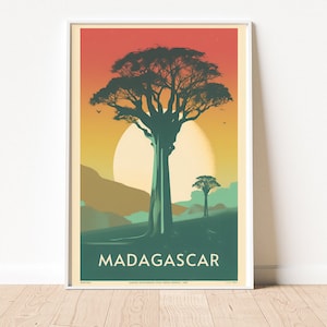 Madagascar Wildlife Vintage Travel Poster Unique Biodiversity Retro Travel Print Travel Gift Minimalist Art PRINTABLE ART Digital Download