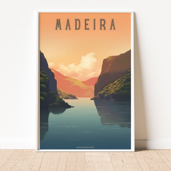 Madeira Portugal Minimalist Travel Poster | Volcanic Views and Wine Tasting Sites Art Download | Modern Wall Art | Instant Download