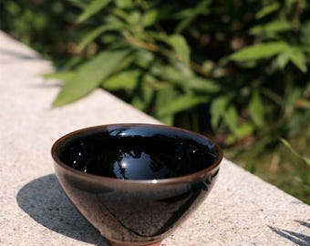 Handmade Tenmoku Matcha Bowl “Noir d’Or” – Japanese Chawan, Ceremonial Matcha Cup, Gongfu Matcha Teacup