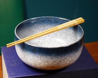 Large ceramic "glacier" ramen or salad bowl - Handmade artisan bowl - Ceramic tableware - Perfect for ramen and soups