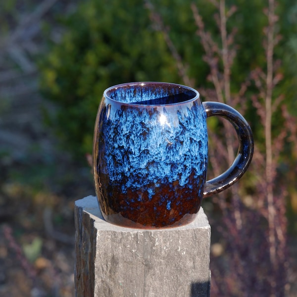 Mug artisanal garde chaleur céramique aux émaux réactifs, tasse à thé et tasse à café