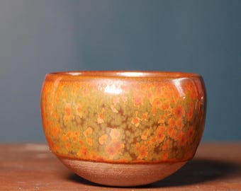 Handmade Glazed Ceramic Teacup - Red Tenmoku 'Fire' Mug - Tea & Coffee Lover Gift - Handmade