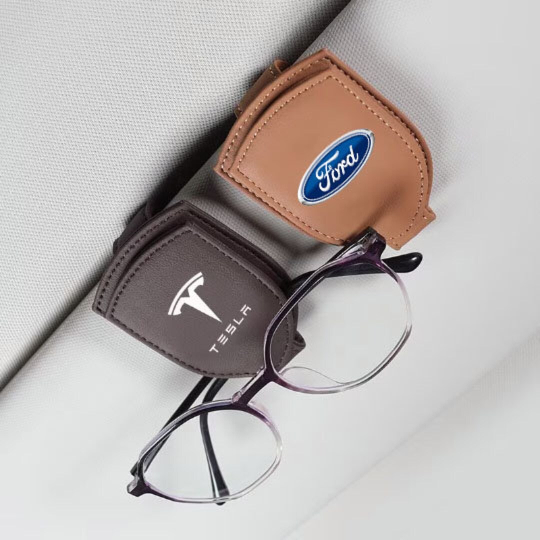 Leather Car Glasses Clip Car Organizer Car Glasses Holder Etsy