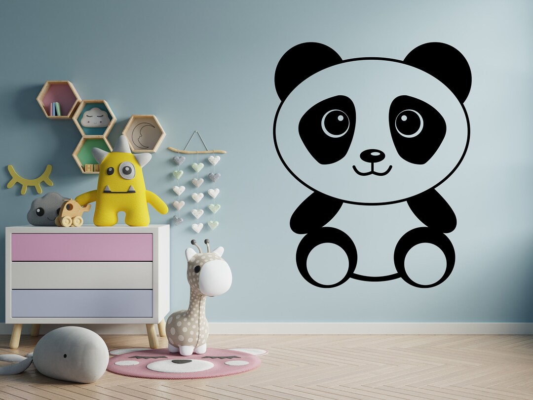 Custom Name Panda Wall Decal - Personalized Panda Wall