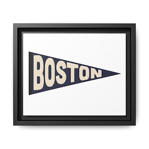 Boston Wall Art Retro Flags, Canvas Art, Boston Decor, Boston Vintage Pennant Art Print, Wall Decor Pennant, Retro Art