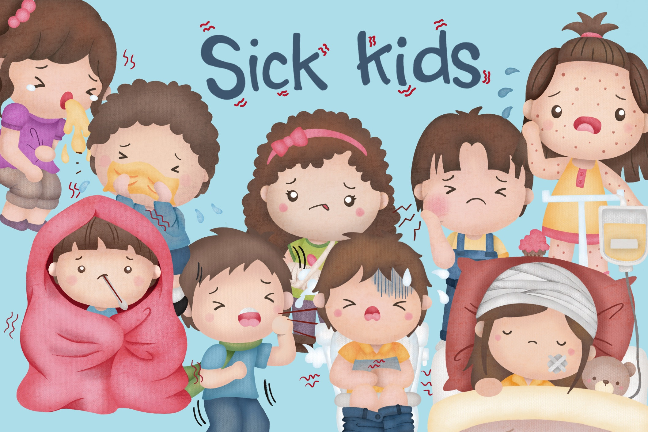 sick kids cartoon