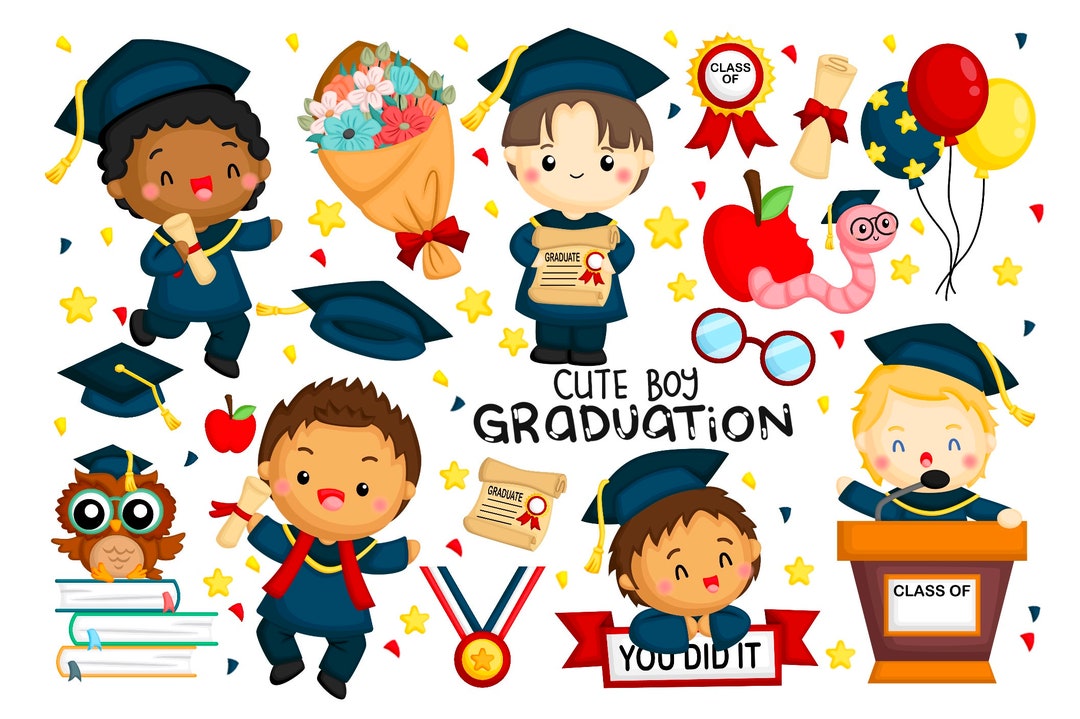 Graduation Boy Clipart Cute Boy Clip Art Graduation Clip - Etsy