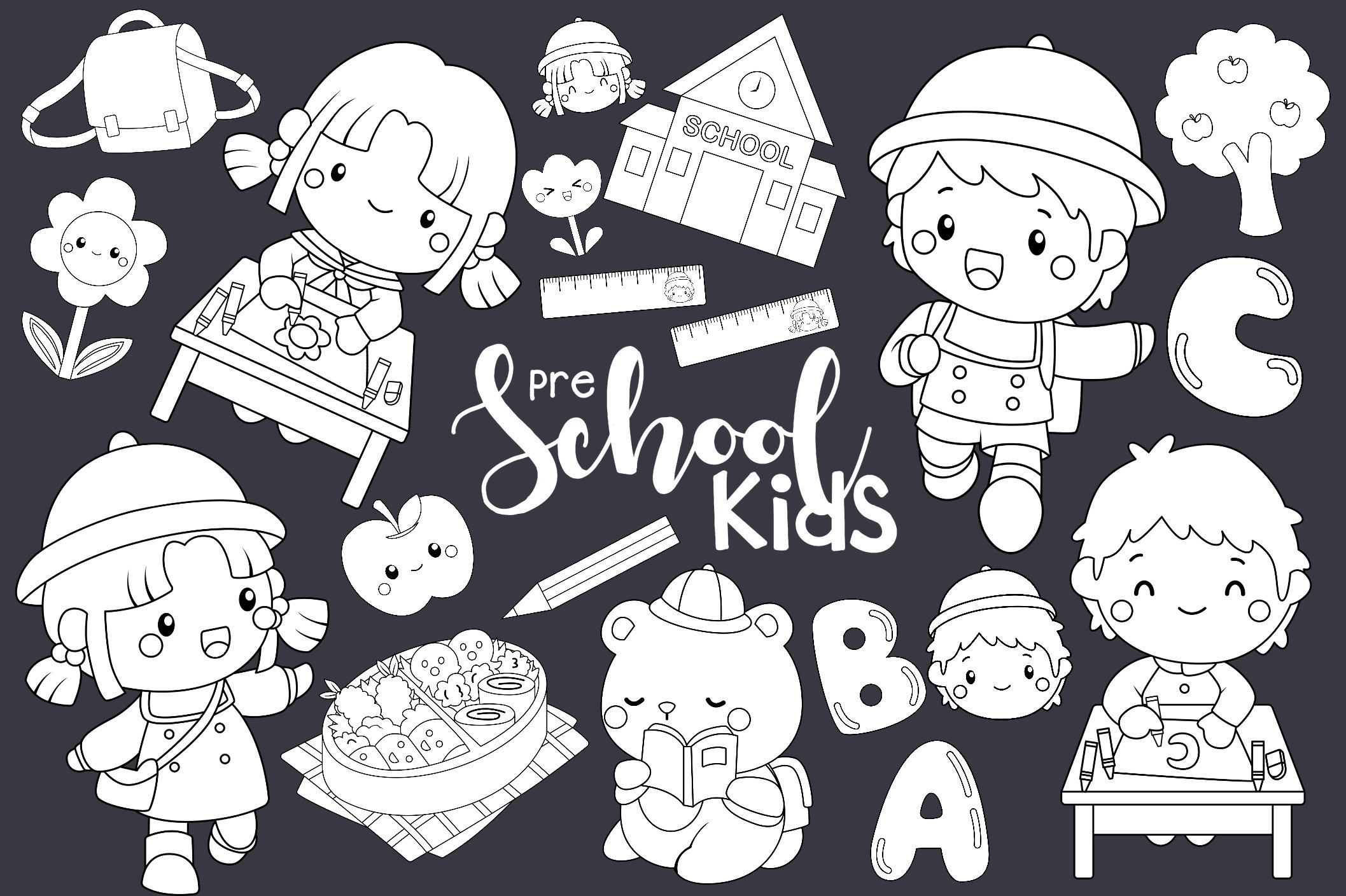 Preschool Kids Clipart Cute Kids Clip Art School Clipart - Etsy