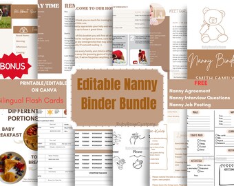 Editable Nanny Binder/ Nanny Notes/ Nanny Agreement/ Nanny Planner ...