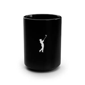 Schwarze Tasse des Golfliebhabers, 15 Unzen - Perfekte Kaffeetasse für Golfbegeisterte, Geschenke für Väter, Sportfanatiker, Geburtstag und Vatertag
