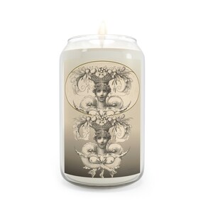 Scented Candle, 13.75oz Classic Engraving Luxury Pillar Candle by Glow Glimmer