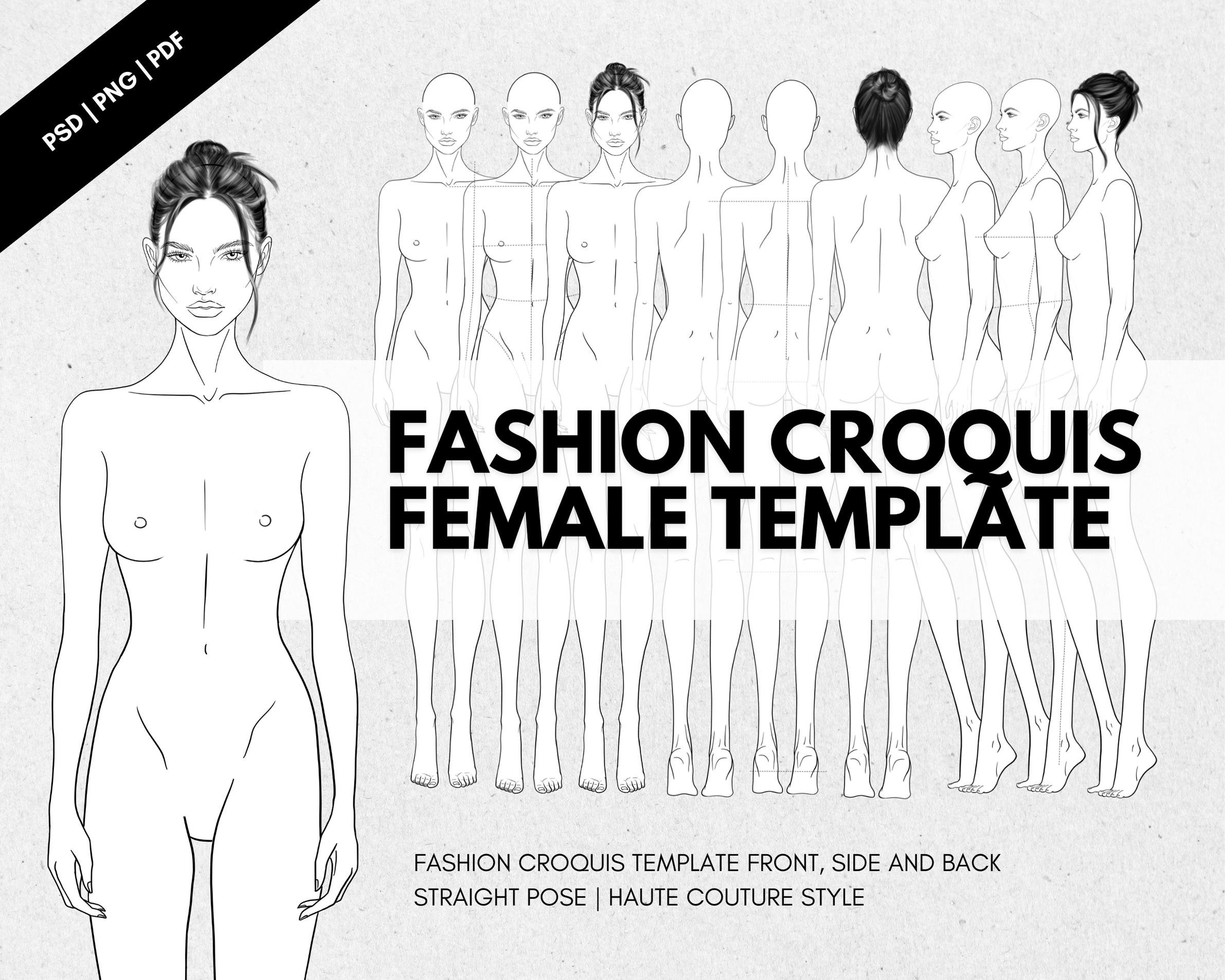 Female Fashion Illustration Croquis Template, 9-Head Fashion Pose, Fashion  Figure - Torang Artwork