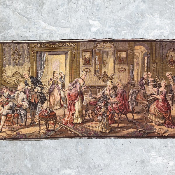 138 × 48 cm Colorful Drawing Room Tapestry, French Tapestry, Antique Tapestry, Large Tapestry, Vintage Tapestry, Living Room Tapestry