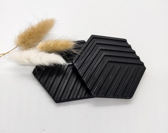 Posavasos hexagonales de Jesmonite, bandeja para velas geométrica minimalista, juego de 4