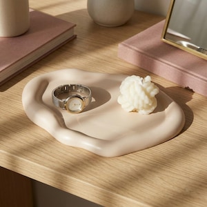 Wavy Cloud Tray, Large Jesmonite Trinket Dish, Coffee Table Decor