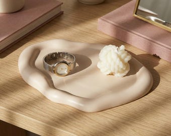 Wavy Cloud Tray, Large Jesmonite Trinket Dish, Coffee Table Decor