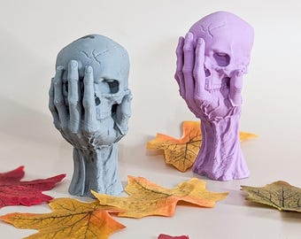 Estatua de calavera gótica pastel: figura decorativa espeluznante para Halloween