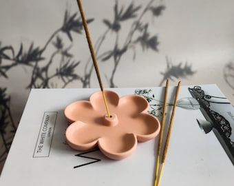 Handmade Jesmonite Flower Incense Holder, Boho Room Decor