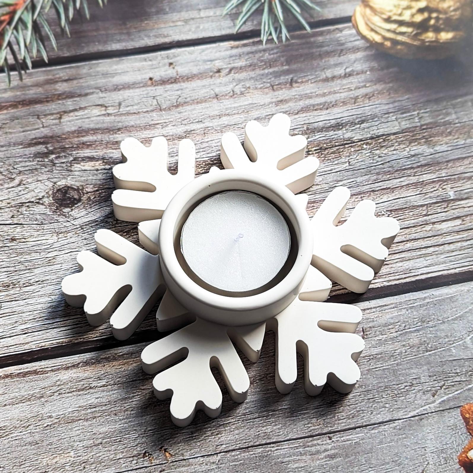 Snowflake Tealight Candle Holder, Christmas Decoration, Winter Decor