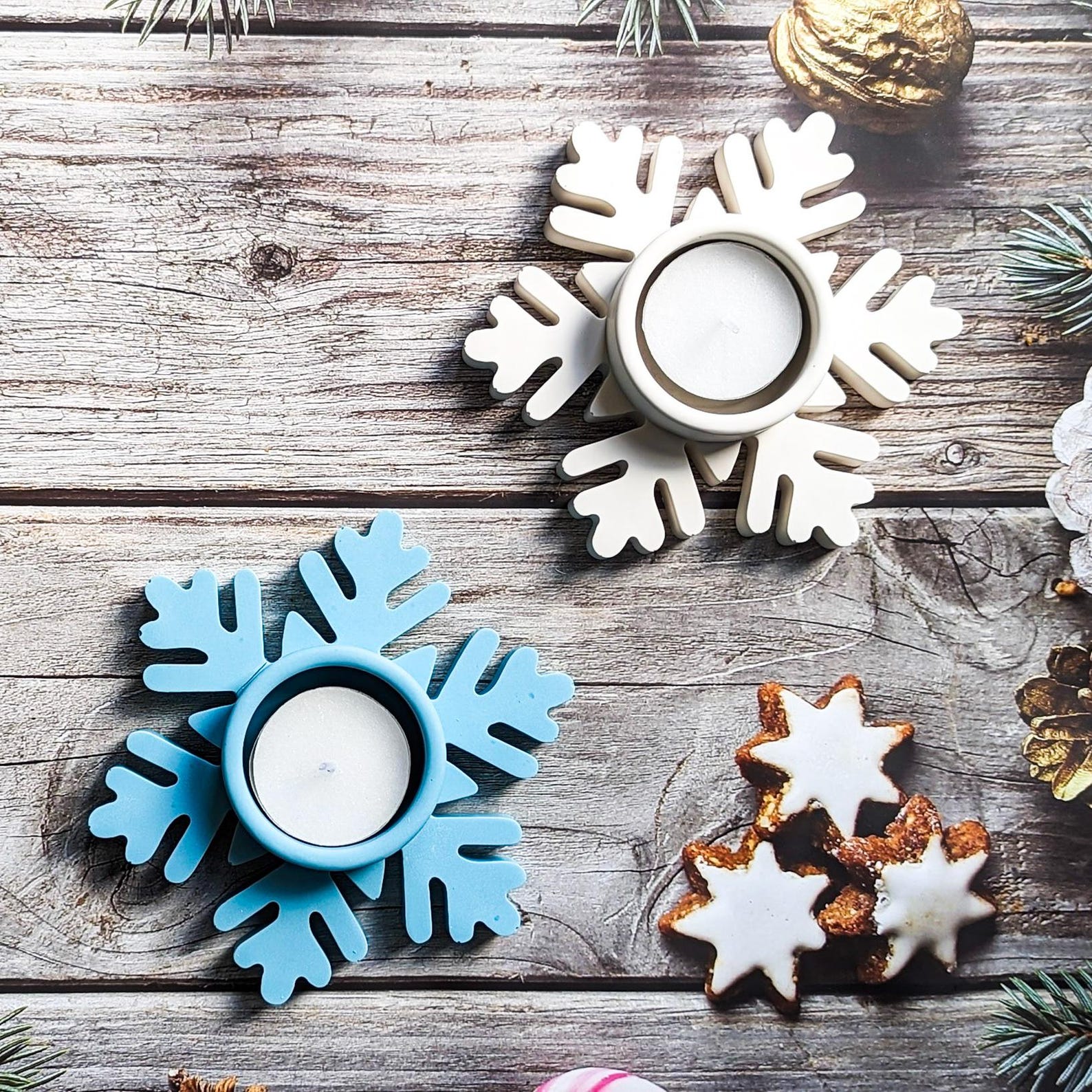 Snowflake Tealight Candle Holder, Christmas Decoration, Winter Decor