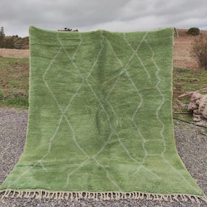 Green Moroccan Rug, beni ourain green rug , Modern beni ouarain Rug, azilal green rug , green leaf rug, custom made order , berber teppich