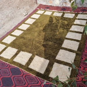moroccan rug green , modern morocco rug , custom size morocco rug , berber rug green , beni rug green