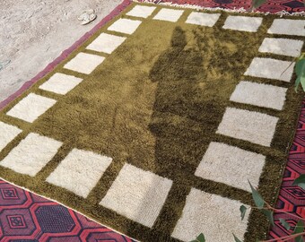 moroccan rug green , modern morocco rug , custom size morocco rug , berber rug green , beni rug green