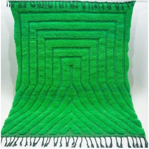 Green Moroccan Rug, beni ourain green rug , Modern beni ouarain Rug, azilal green rug , green leaf rug, custom made order , berber teppich