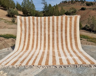 Handwoven Beni M'rirt Moroccan Rug, Striped Wool Berber Carpet