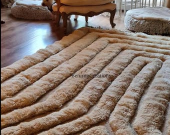 Handwoven Beni M'rirt Rug, Taupe Moroccan Rug, Organic Wool
