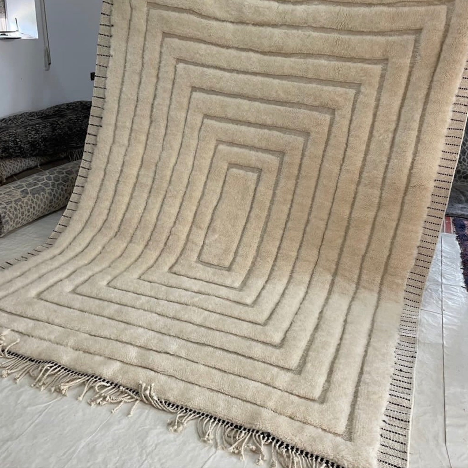 Rug Tapis , Large Morrocan White Rug, Custome Size Rug, White