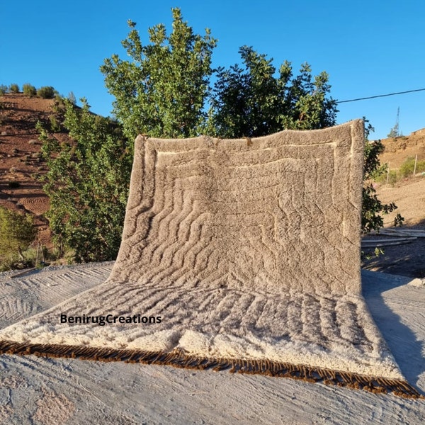 Taupe Moroccan Rug, Handwoven Wool Berber Rug, Custom Order