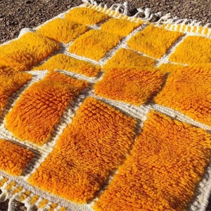 Orange Moroccan Rug, Modern Moroccan Rug, Orange Checkered Rug, Orange Berber Rug, 100% Natural Moroccan Rug