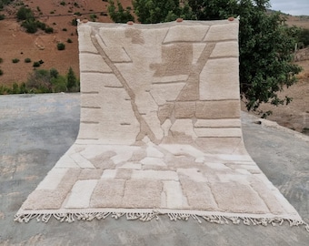 Alfombra Beni Mrirt anudada a mano de 9x12, alfombra bereber de lana marroquí.