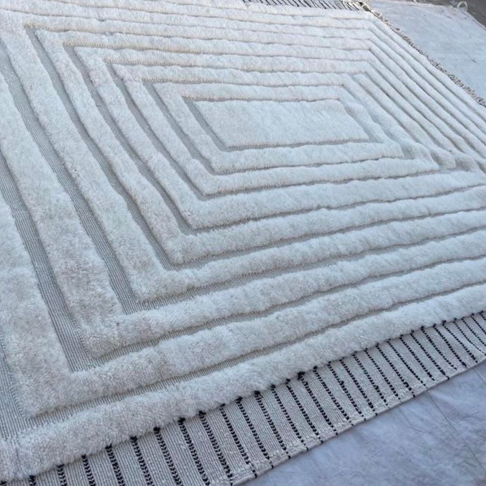 Rug Tapis , Large Morrocan White Rug, Custome Size Rug, White