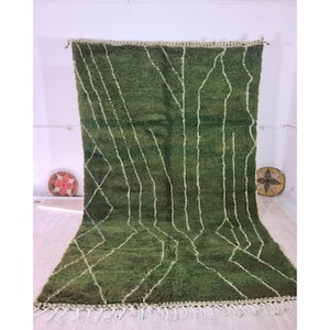 Green Moroccan Rug, beni ourain green rug , Modern beni ouarain Rug, azilal green rug , green leaf rug, custom made order , berber teppich