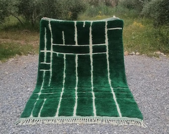 Tappeto marocchino in lana tessuto a mano, tappeto berbero verde smeraldo