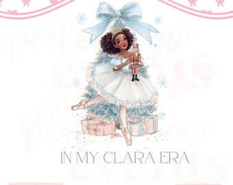 Black Ballerina Clara Nutcracker PNG: Watercolor Christmas Clipart (Digital Download)